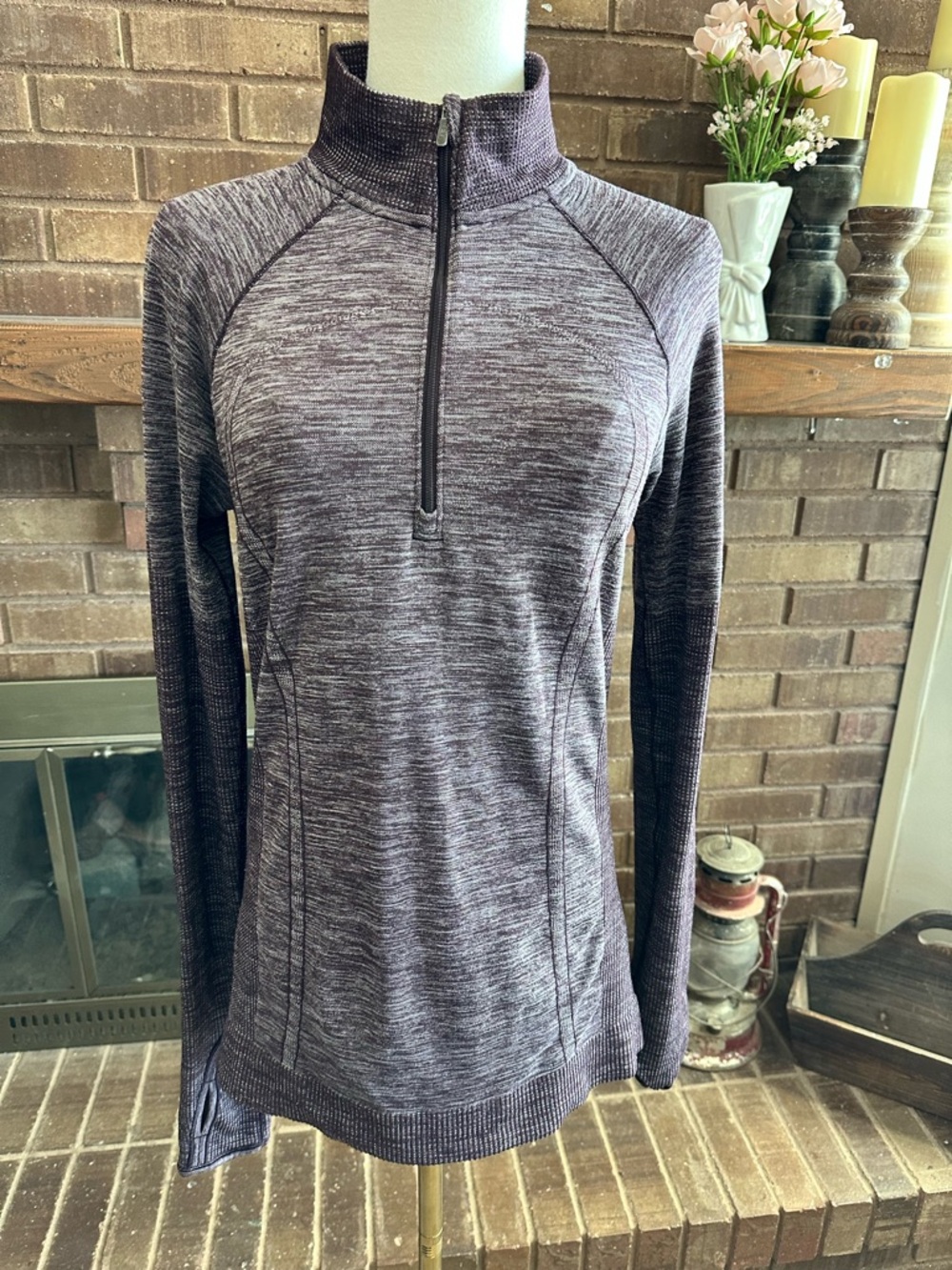 Lululemon Swiftly Tech 1/2 Zip Heathered Purple Heathered Black 6